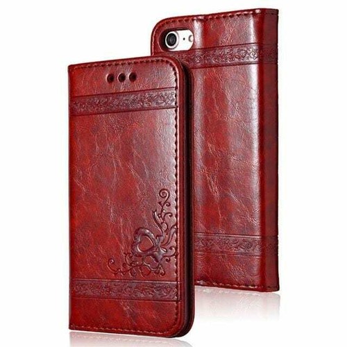 Premium Vintage Druck Leder Flip Case für iPhone X 11 6 6S 7 8 Plus - Bild 73 von 85