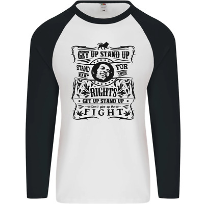 Get Up Stand Up Reggae Musik Herren L/S Baseball Maglietta