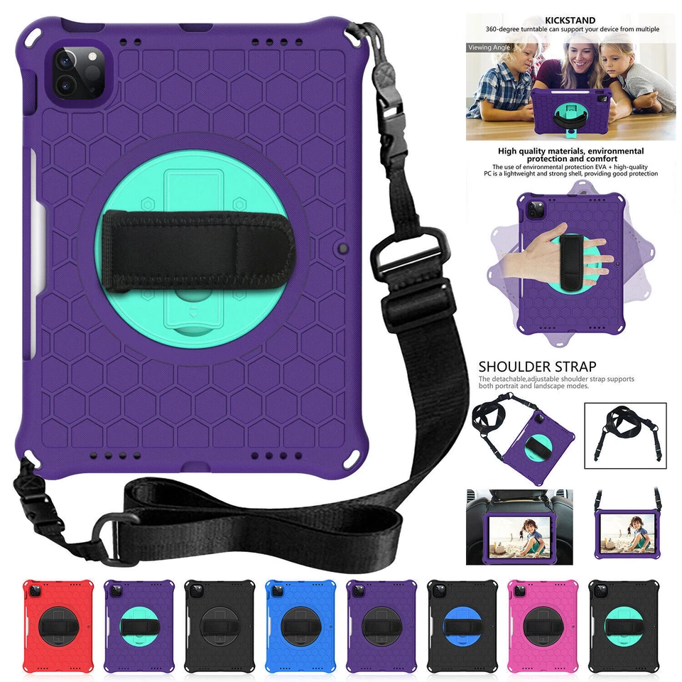 For iPad Pro 11 2021 9.7'' 5/6th Gen Mini Air 10.5 Kids Rubber Hard Strap Case - Image 2 of 4