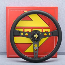 MOMO Prototipo Black Steering Wheel Leather 350mm Genuine Leather 14inch