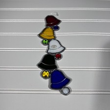 Stained Glass Christmas Bells Sun Catcher Multicolor Handcrafted In USA