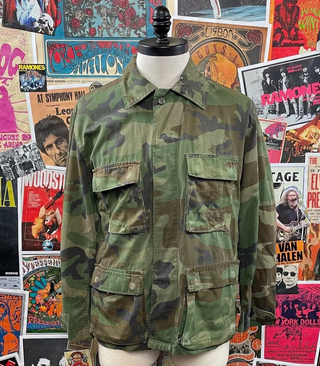 Vintage USMC 70s Stenciled Military Woodland Camo Camouflage BDU