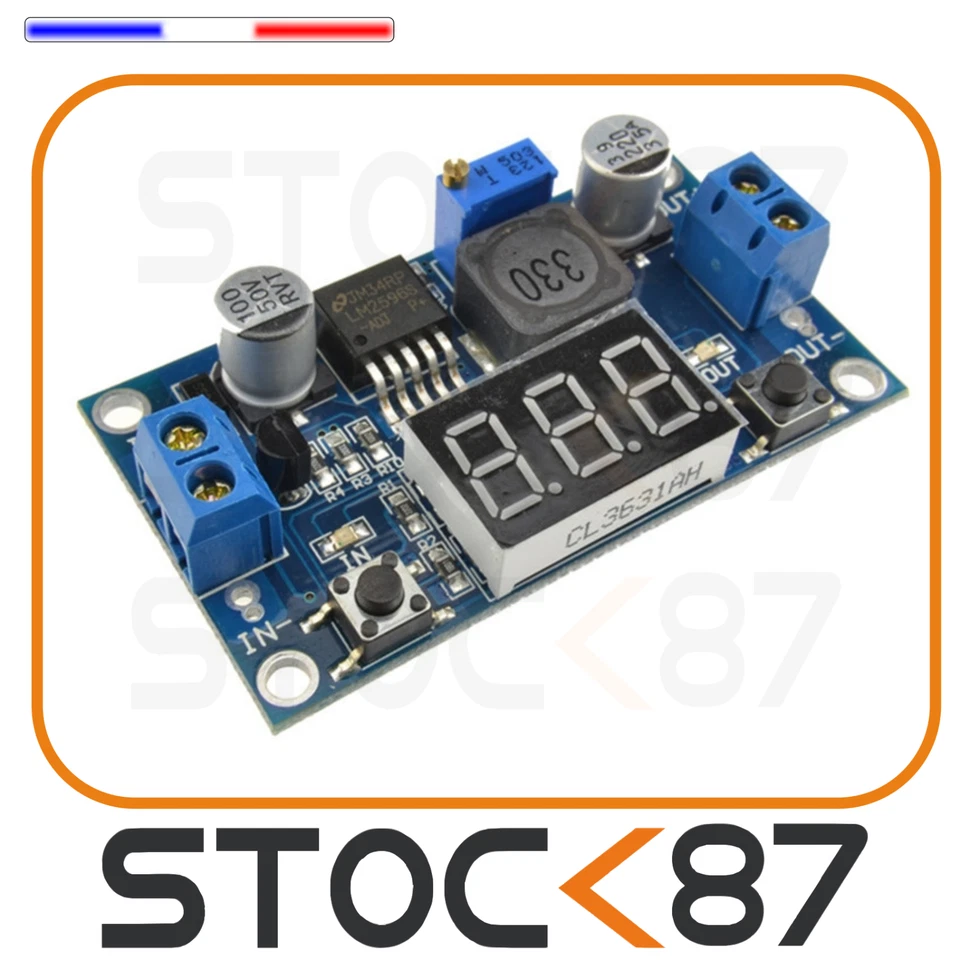 5022# module alimentation ajustable lm2596 DC->DC 1,2 ->37V avec voltmètre