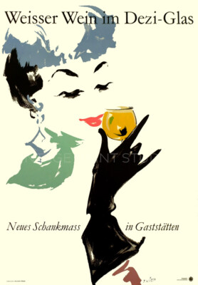 Swiss White Wine 1930s Vintage Liquor Dezi Glas Poster Giclee Canvas Print 20x29