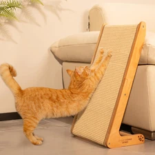 Sisal Cat Scratcher Ramp for Indoor Cats, 24.8" L Shape Scratching Post Climbing