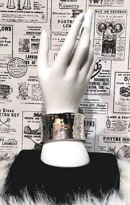 RLM Soho Silver Plated Slightly Hammered Cuff Bracelet with Magnetic Hinged Ja1