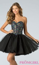 Formal Dress Homecoming Prom Party Short Black Strapless BLING  