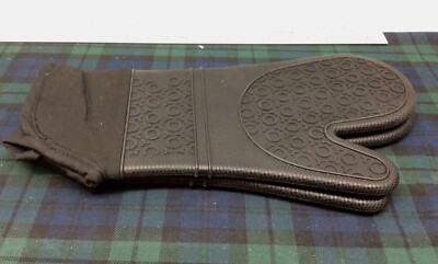 Lavish Home Silicone Oven Mitts Extra Long Heat Resistant 2 Sided Grip Black