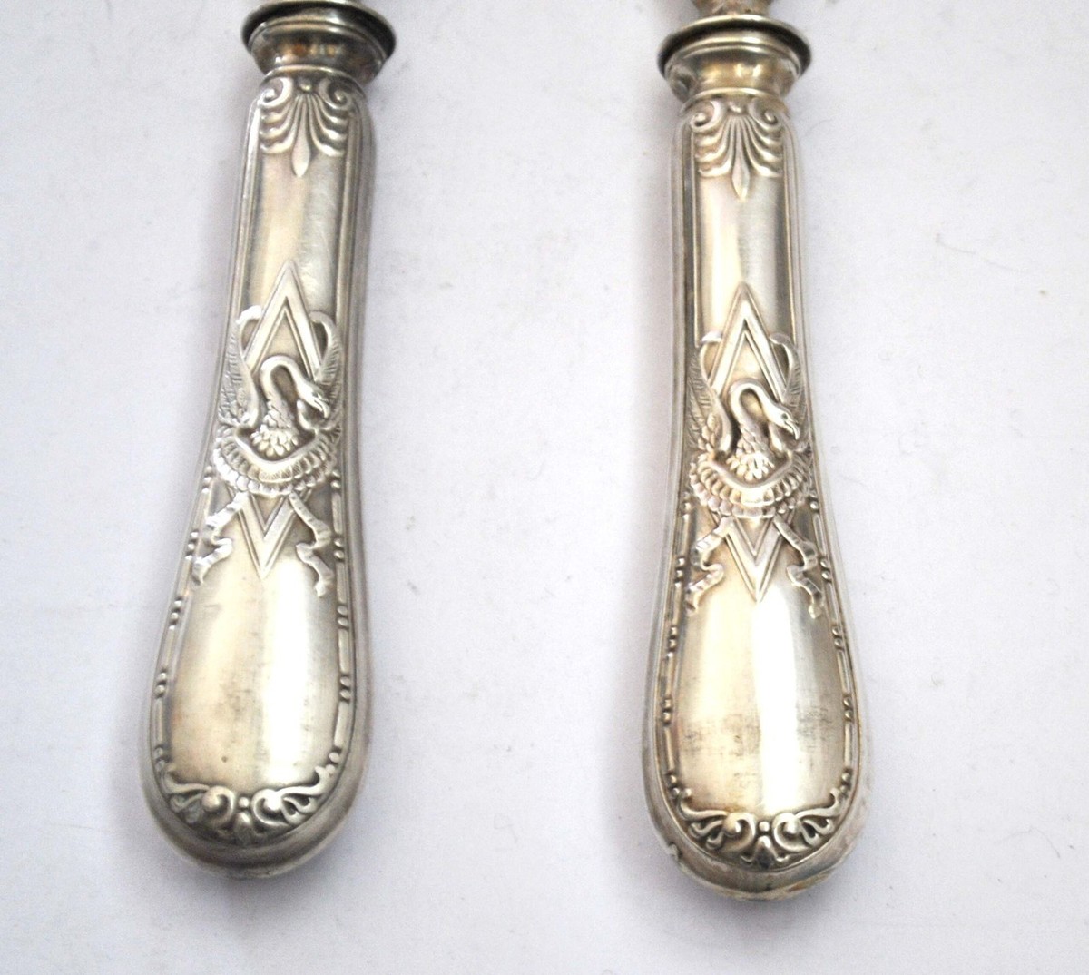 COUVERTS DE SERVICE Napoléon III en corne et Argent fourré époque XIXe