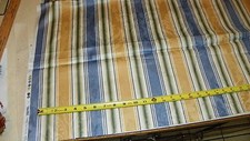 Blue Gold Green Stripe Upholstery Fabric 1 Yard F1319