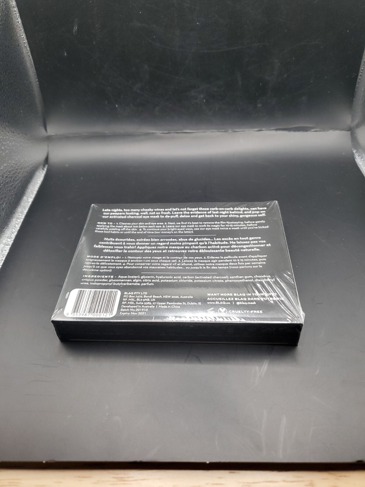 BLAQ Eye Mask Activated Charcoal Hyaluronic Acid 5 Pair NIB New In