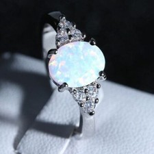 Womens Fire Opal Silver 925 Sterling White Go...