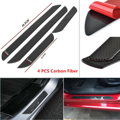 Car Real Carbon Fiber Scuff Plate Door Sill Panel Step Protector Welcome Strip