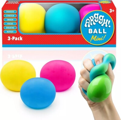 Fun Arggh Mini Stress Balls for Adults and Kids - 3pk Squishy Stress Balls, Cool