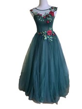 Emerald Green Tulle Ball Gown Prom Dress 3d Floral Appliqu  6/42 NWOT