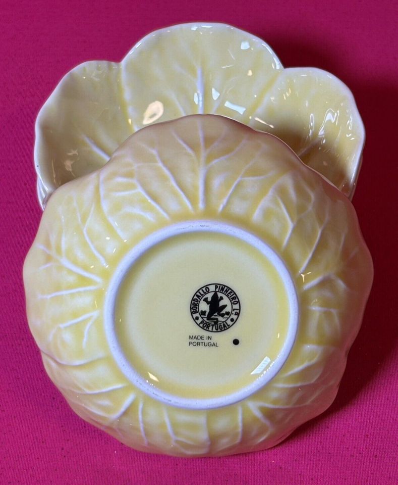 (4) Bordallo Pinheiro CabbagePastel YellowFruit/Dessert Bowls 4.75" Rare & HTF eBay