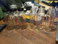 Vintage Lot 6 EVENFLO 8 oz Glass Baby Bottles  Made In USA