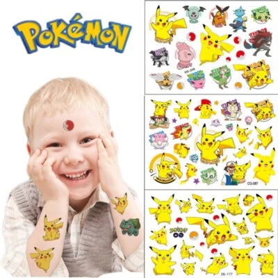 MARKENLOS Pokémon Kinder Tattoo Set Temporäre Tattoos Kindergeburtstag Geschenk Pikachu