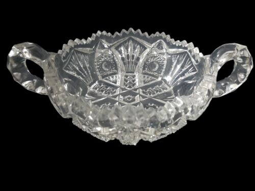 Imperial EAPG Glass Sawtooth Edge Star & Fan Handles Small Dish Pre-Owned - Imagen 1 de 8