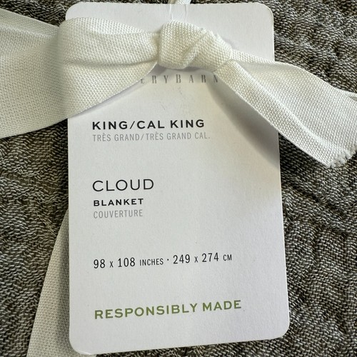 POTTERY BARN CLOUD COTTON/LINEN BLANKET ~ KING / CAL KING ~ GRAY - Picture 2 of 7