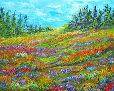 Aceo artist trading card poppy field 2.5x3.5 print of original oil painting #4