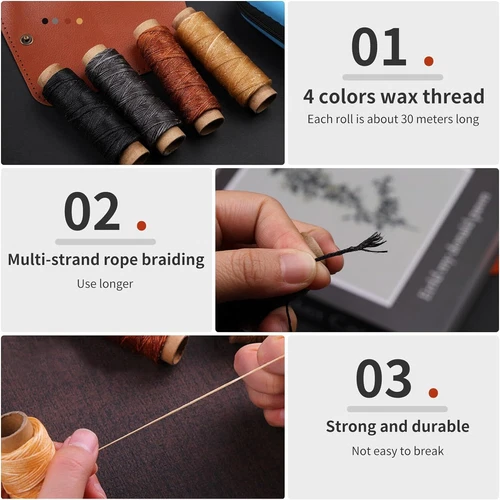 Leather Repair Sewing Kit Upholstery Thread Stitching Sewing Needles Awl Tools - Picture 12 of 23