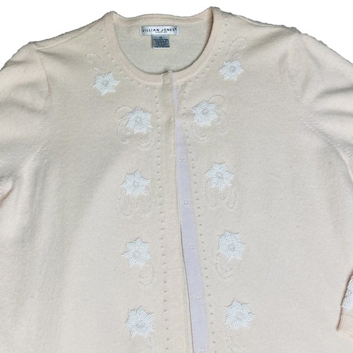 Jillian Jones Übergröße 1X Vintage pfirsichfarben Lammwolle Cardigan Pullover Perlendesign - Bild 5 von 5