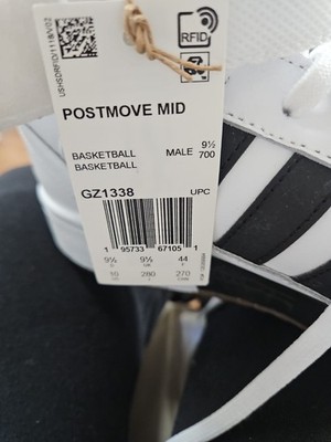 adidas Postmove Mid Men's Basketball Shoes White/Grey/Green/Gum, Size 9.5