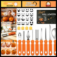 35PC Halloween Pumpkin Carving Kit with Stencils  Tools for Kids  Adults