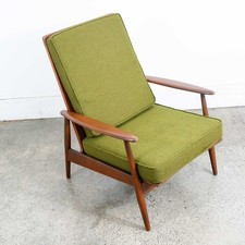 Mid Century Danish Modern Lounge Chair Armchair Green Arms Mcm Denmark Highback