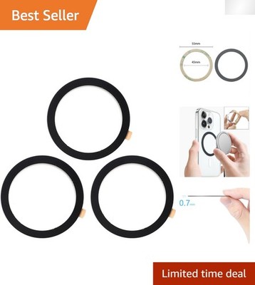 Easy to Install Metal Rings for Magnetic Hold - Universal Phone Accessory, Black