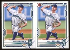 Bryce Miller 2021 Bowman Draft 1st RC #BD-64 Seattle Mariners Rookie - 2 Card. rookie card picture