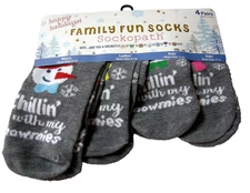 Family Fun Socks By Sockopath, 4 Pairs (One Men, One Womens, 2 Kids), Brand New