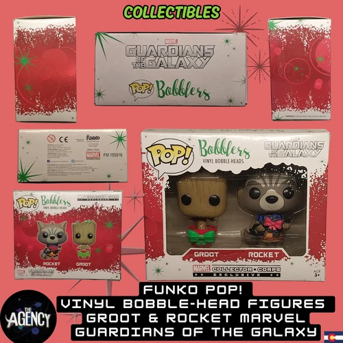 Funko Pop! Bobblers Guardians Of The Galaxy Marvel Collector Corps Groot Rocket