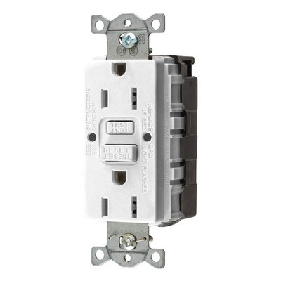 HUBBELL GFRST15SNAPW Recept,White,15 A,GFCI,2P3W,Back,1PK 39EA64