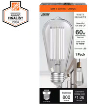 60-Watt Equivalent ST19 Dimmable White Filament Clear Glass E26 Vintage Edison L