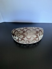 Coach Signature Tan Brown Hard Clamshell Eye Glasses Sunglasses Case Monogram