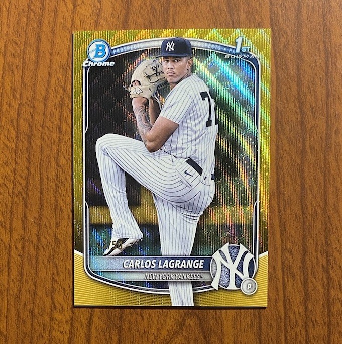 2025 Carlos Lagrange 1st Bowman Chrome Gold Wave Refractor /50 Yankees #BCP-202
