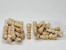 Lot 24 Vintage Unfinished Turned Wood Miniature Soldier Peg Dolls Craft Figure