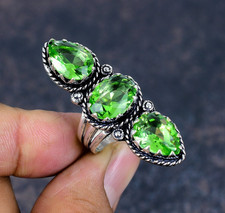 Peridot Gemstone Handmade 925 Sterling Silver Jewelry Ring For Memorial Day