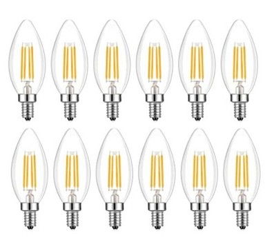 E14 LED Bulb Dimmable,110V 400LM 40W Equivalent Warm White 4w-3000K-12pack