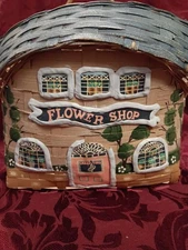 Vintage Grand Basket Hand Painted Flower Shop Basket 10”x12”