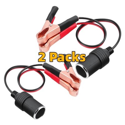 2pack 11.8 Inch/0.3m Lighter Battery Adapter 12v Battery Alligator Clips