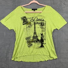 B.L.E.U. Paris Eiffel Tower Graphic Top Women's XL Short Sleeve Made in USA