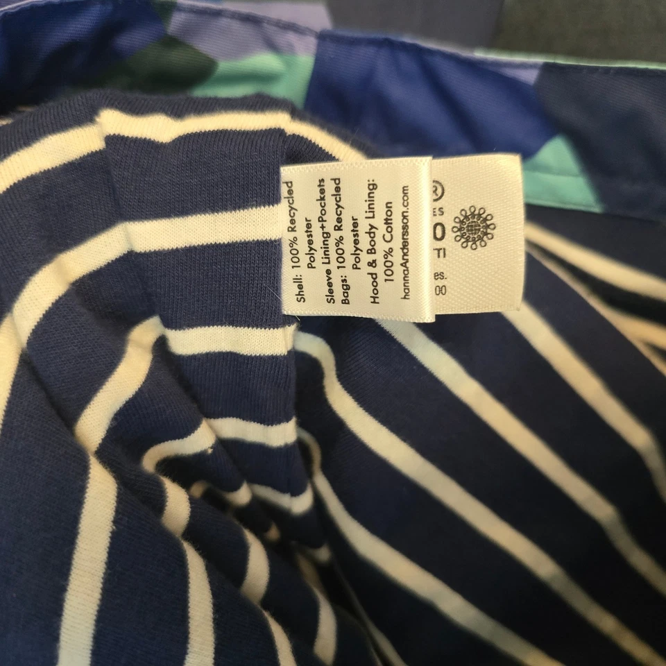 Hanna Andersson Kids Blue Geo Print Lightweight Hooded Rain Jacket Unisex 10 - Image 3 of 4