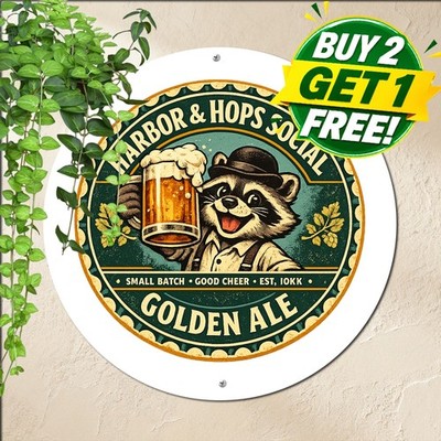 Thirsty Beaver Amber Beer Brewery Sign Vintage Canadian Pub Metal Tin Sign