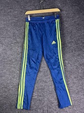 Adidas Track Pants Kids 9-10Y Blue 3 Stripe Zip Ankle Soccer Running
