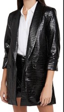⭐Alice + Olivia- Women's XS BLACK Kylie Embossed Faux Leather Jacket Blazer
