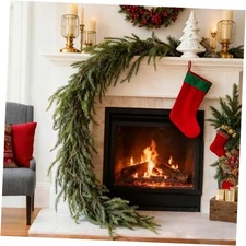 2 Pcs 6 Ft Artificial Norfolk Pine Garlands Real Touch Winter Greenery Garland 