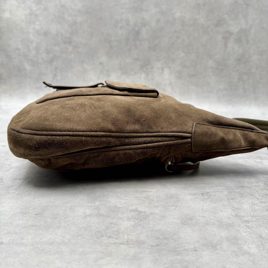 PRADA Shoulder Bag Khaki Brown Suede Women Y2K vintage Handbag Logo embossed JPN thumbnail 4